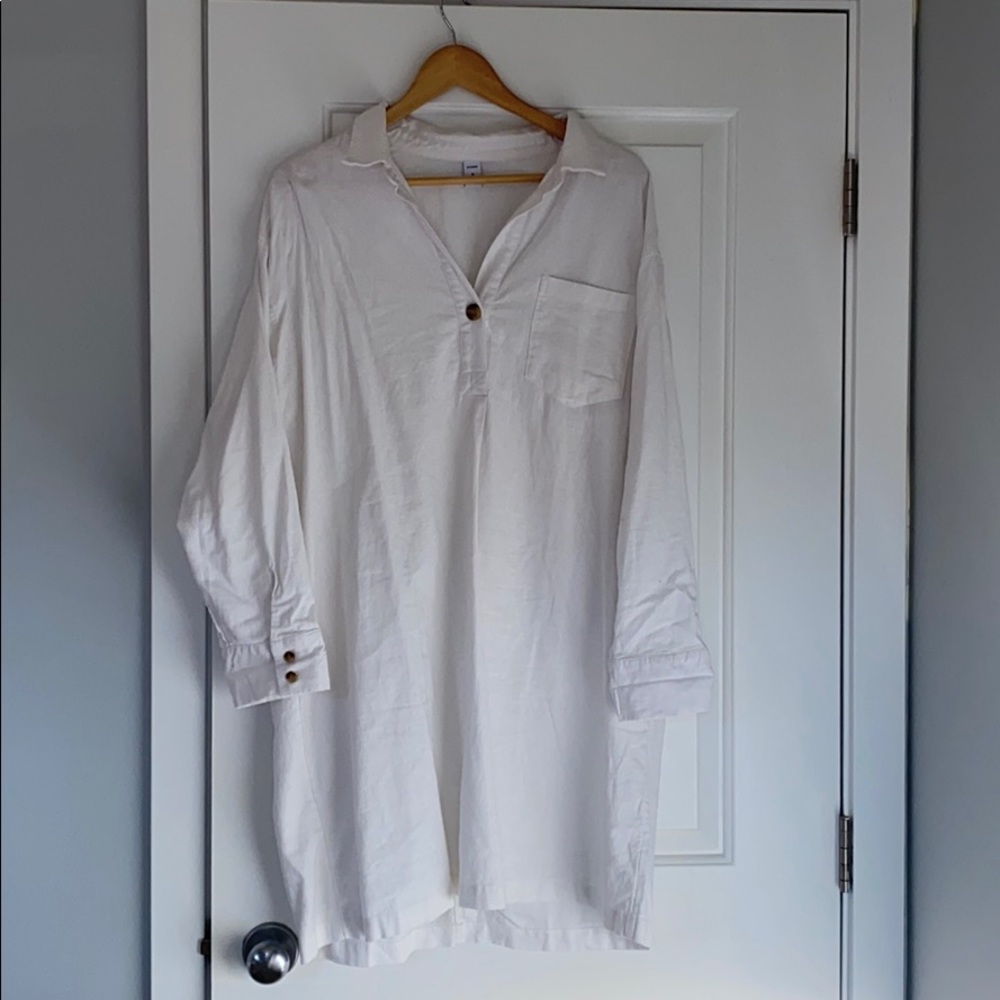 White Linen Shirtdress Tunic
